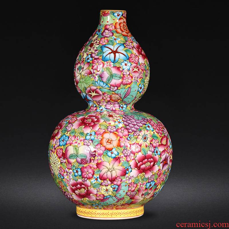 Jingdezhen ceramics hand - made pastel gourd vases, flower arrangement sitting room of Chinese style household adornment handicraft furnishing articles