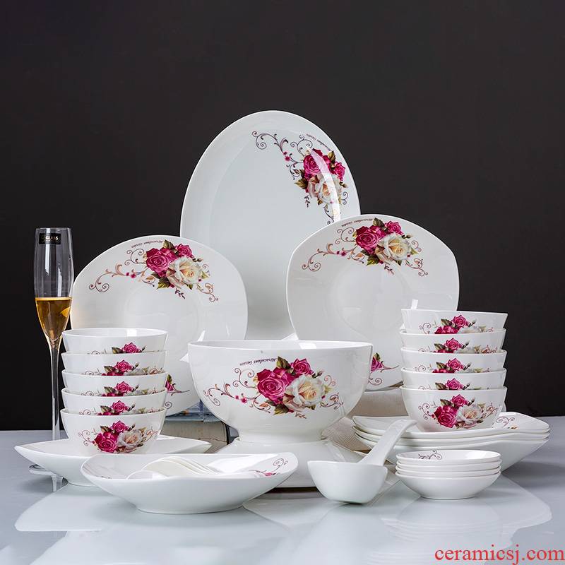 The dishes suit household deep eat dinner plates dishes soup plate combination high rice such as soup bowl jingdezhen tableware