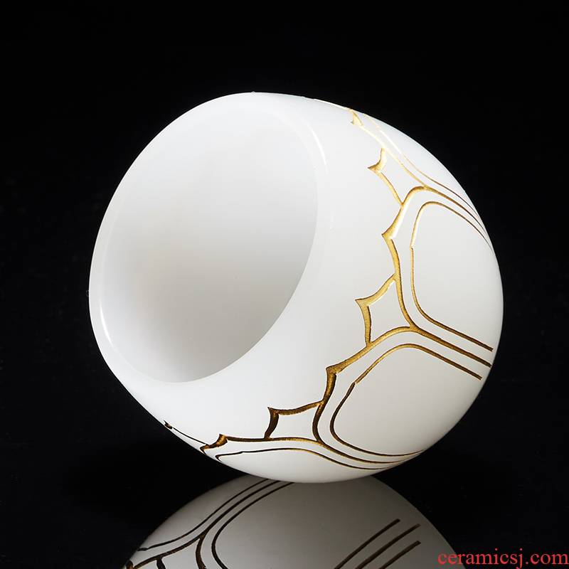 XUANYU/hin reputation ceramic jade porcelain carving master cup single cup white porcelain lamp sample tea cup coloured glaze zen lotus