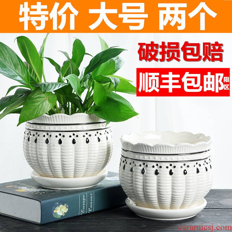 Flowerpot ceramic large extra large special offer a clearance take tray was more creative money plant contracted individuality bracketplant, the Flowerpot