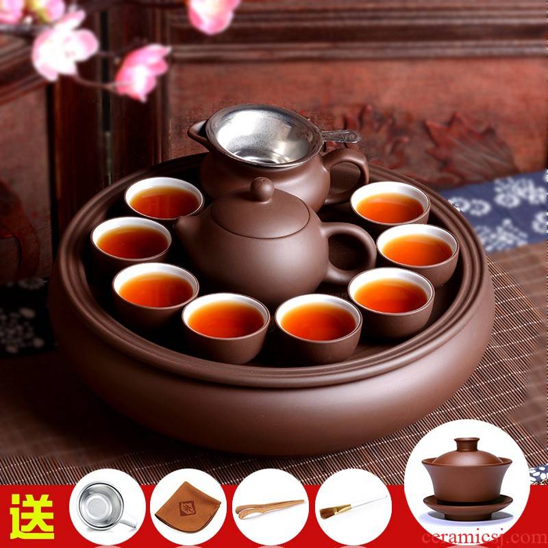 Tea sets are it ceramic cups kung fu Tea set a complete set of 10 inches Tea tray lid bowl Tea sea)