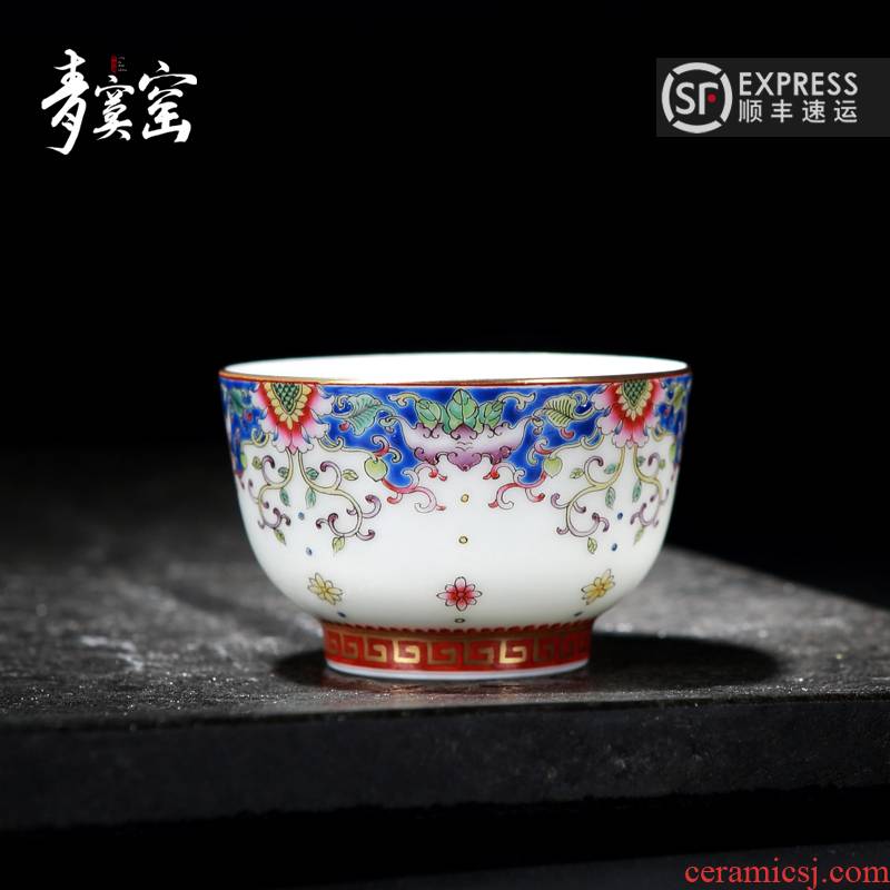 Jingdezhen up green was hand - made porcelain teacup archaize manual kung fu tea masters cup single sample tea cup