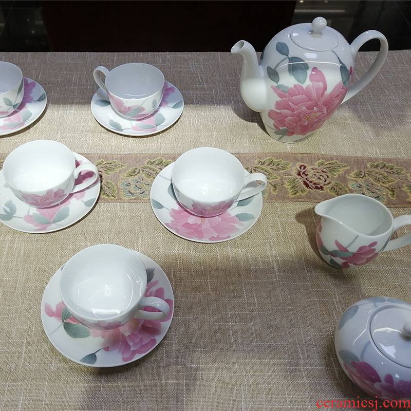 China red porcelain up today 15 head tea set