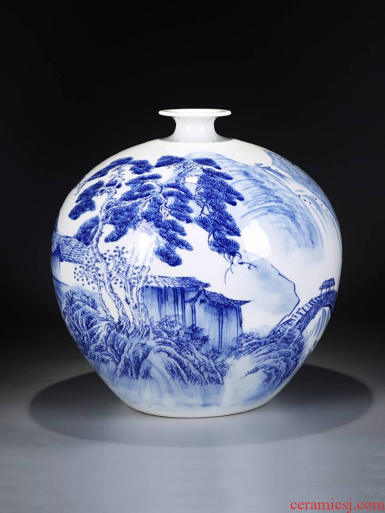 Jingdezhen ceramics hand - made of blue and white porcelain vase furnishing articles of new Chinese style living room home TV ark adornment arranging flowers