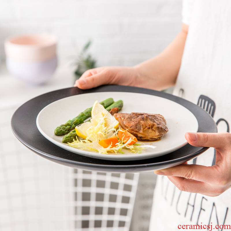 Namely the content ceramics steak plate flat dish plate household creative ceramic dishes Nordic breakfast tray, western - style food dish