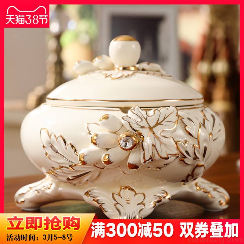 Europe type ashtray with cover wind decorations creative ceramic sitting room key-2 luxury fashion move and practical furnishing articles tea table