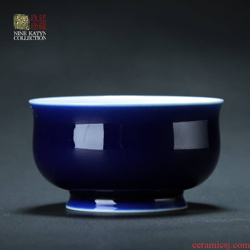 Nine at the blue kung fu tea cups of jingdezhen ceramic tea set ji blue small sample tea cup master cup single CPU