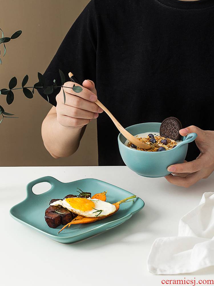 Ins a Nordic people food tableware suit creative web celebrity single ceramic tableware picking 2 breakfast dishes