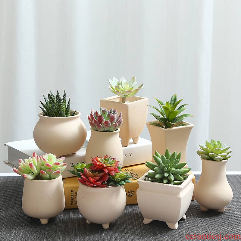 Flowerpot ceramic grain embryo, fleshy meat can be artificial painting, hand - made the design breathable biscuit firing green the plants potted flower pot