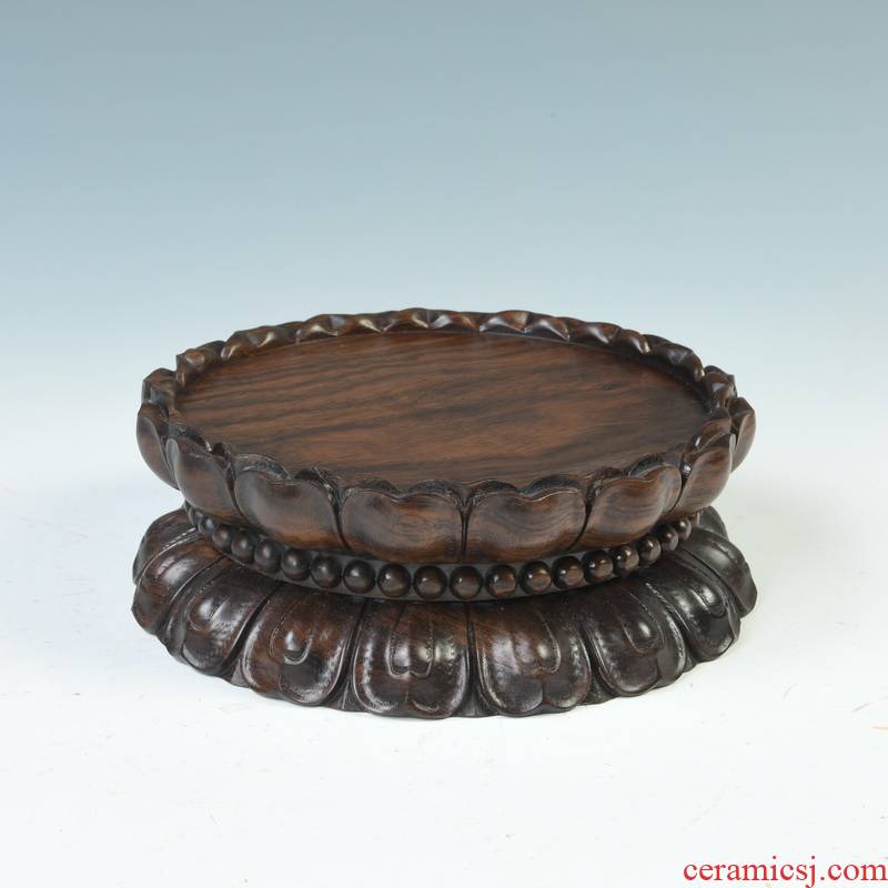 Solid wood ebony wood carving handicraft of Buddha base rounded bodhisattva guanyin lotus extensions to the base of wood