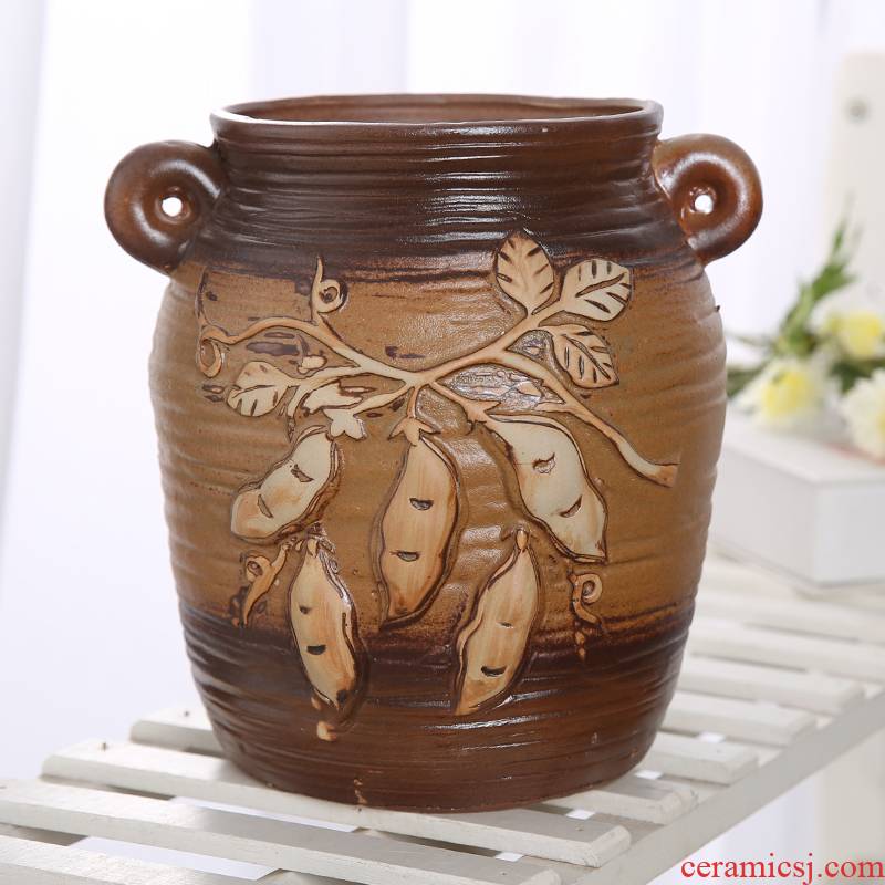 European ceramic flower pot coarse pottery breathable large caliber high model of the old running the fleshy green plant flower vase asparagus rich tree