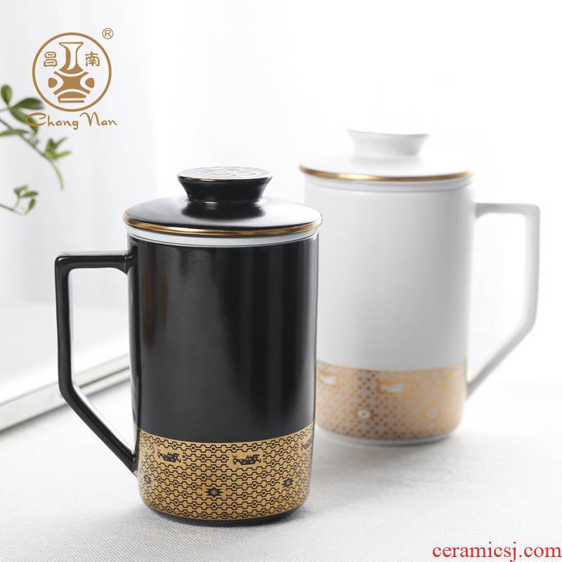 Master chang south building ceramic filter cups with cover office cup jingdezhen picking household double tea keller