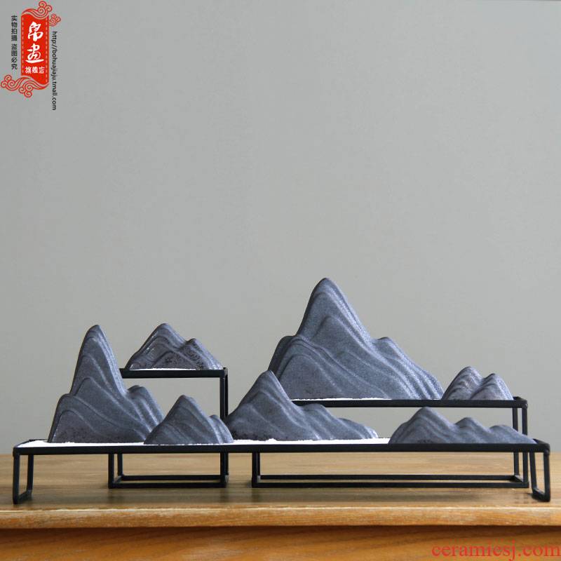 New Chinese style false hillshade furnishing articles dry landscape creative zen ceramic snow mountain soft adornment hotel example room decoration