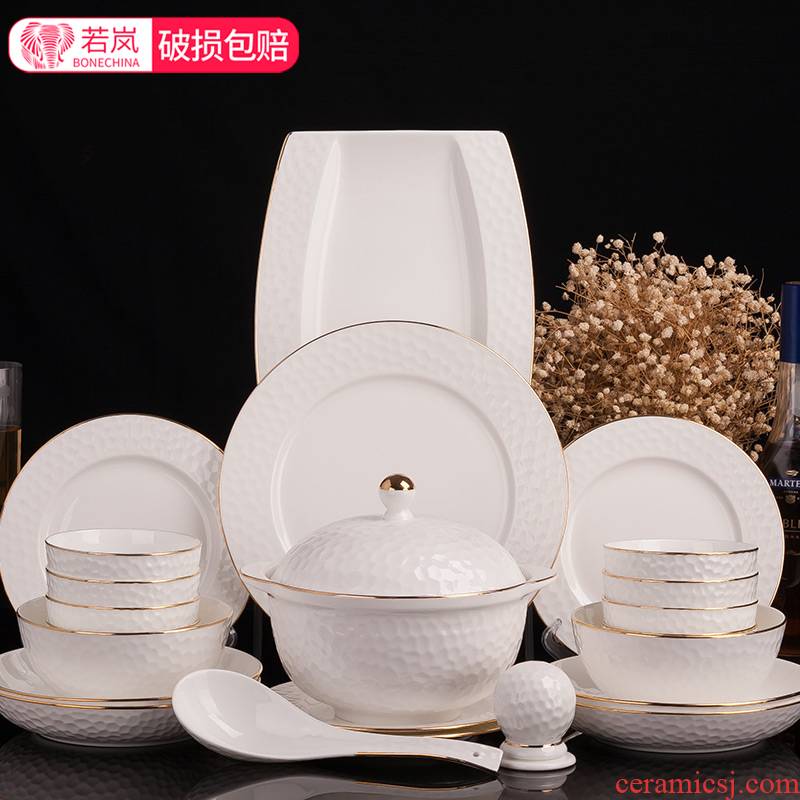 If haze 60 head dishes suit European up phnom penh embossment tableware household bowls of ipads plate of wedding gift sets