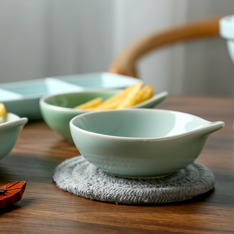 Longquan celadon taste disc ceramic household snack plate hot pot dip disc of Japanese soy sauce dish creative oil vinegar dishes
