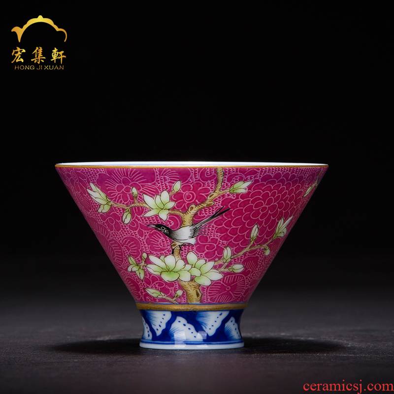 Jingdezhen ceramic cups hand - made grilled pastel flowers cup perfectly playable cup kung fu master cup single cup small cups of tea cups