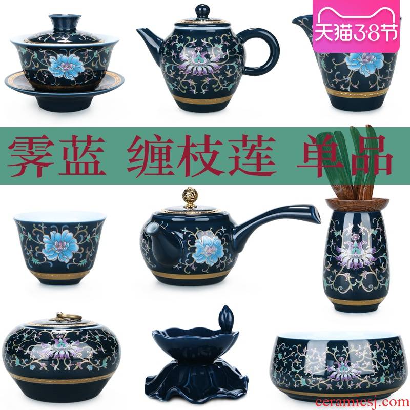 China Qian see colour tureen large of blue and white porcelain tea tea service manual for ceramic three always worship only to use the sample tea cup