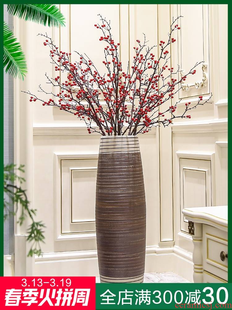 I and contracted land ceramic vase vase Nordic new Chinese dry flower arranging flowers tall sitting room adornment is placed