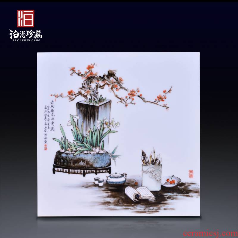 Jingdezhen ceramics hand - made flowers Chinese porcelain plate painting the living room a study background decoration hanging painter in furnishing articles