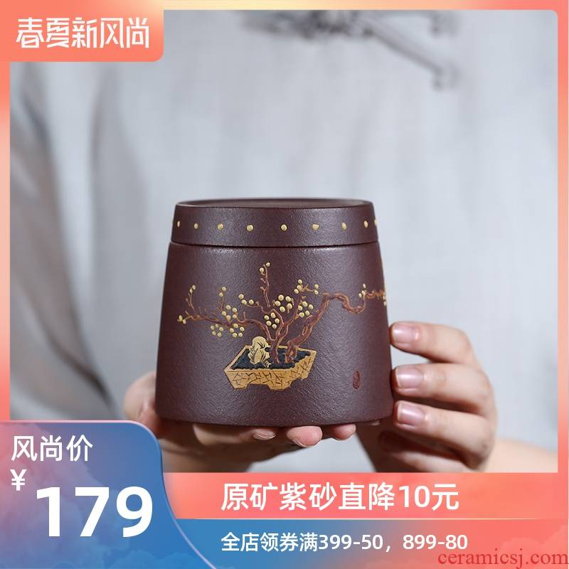 Violet arenaceous caddy fixings tea boxes small ceramic seal storage jar jar tea tea box