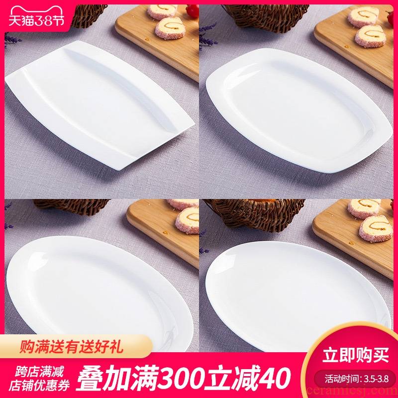 The Fish dish jingdezhen ipads porcelain tableware of pure creative dish rectangular large Fish dish round Fish dish plate