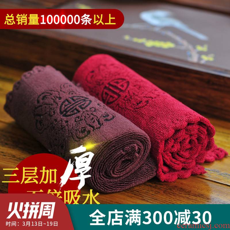 Ceramic story suction with thick cotton and linen kunfu tea tea towel props with parts tea towel China wind zen tea cloth