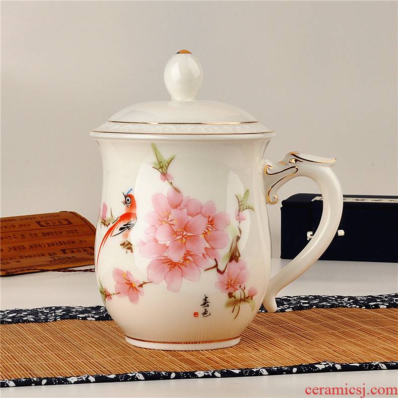 Jingdezhen ceramic cups large tea cup half filtering cup "bringing gift box office cup and cup with cover