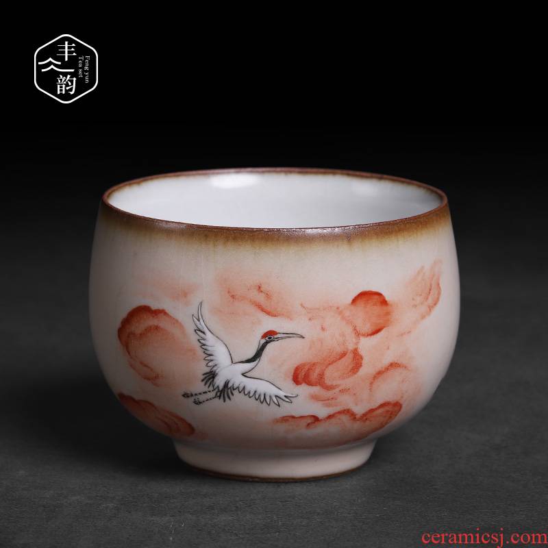 Your up hand - made teacup jingdezhen ceramic checking master cup cracked bowl kung fu tea set single cup sample tea cup