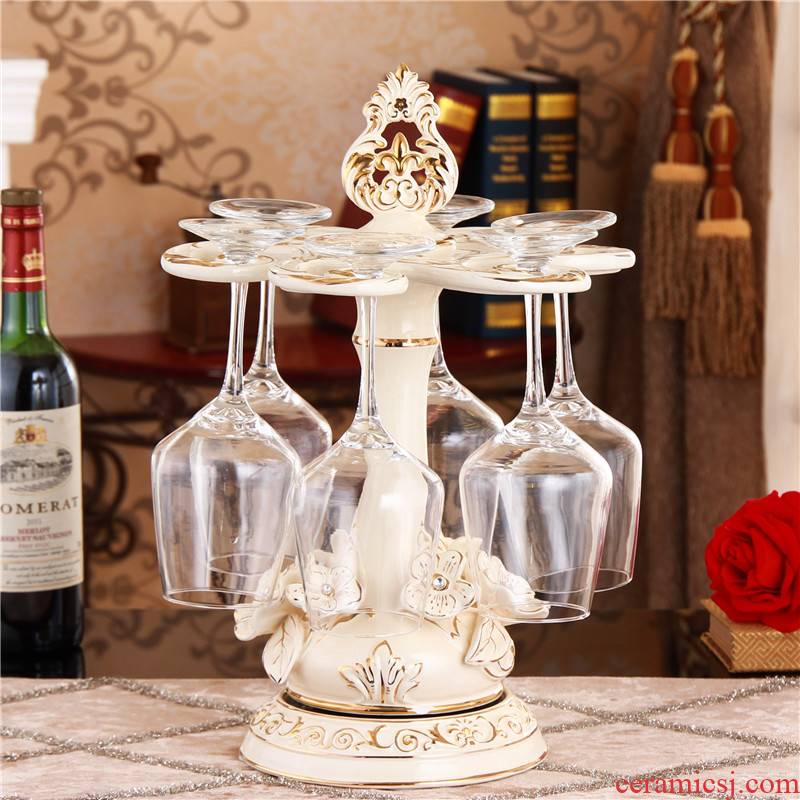 Glass frame down home hang ou goblet creative sitting room adornment ceramic wine furnishing articles