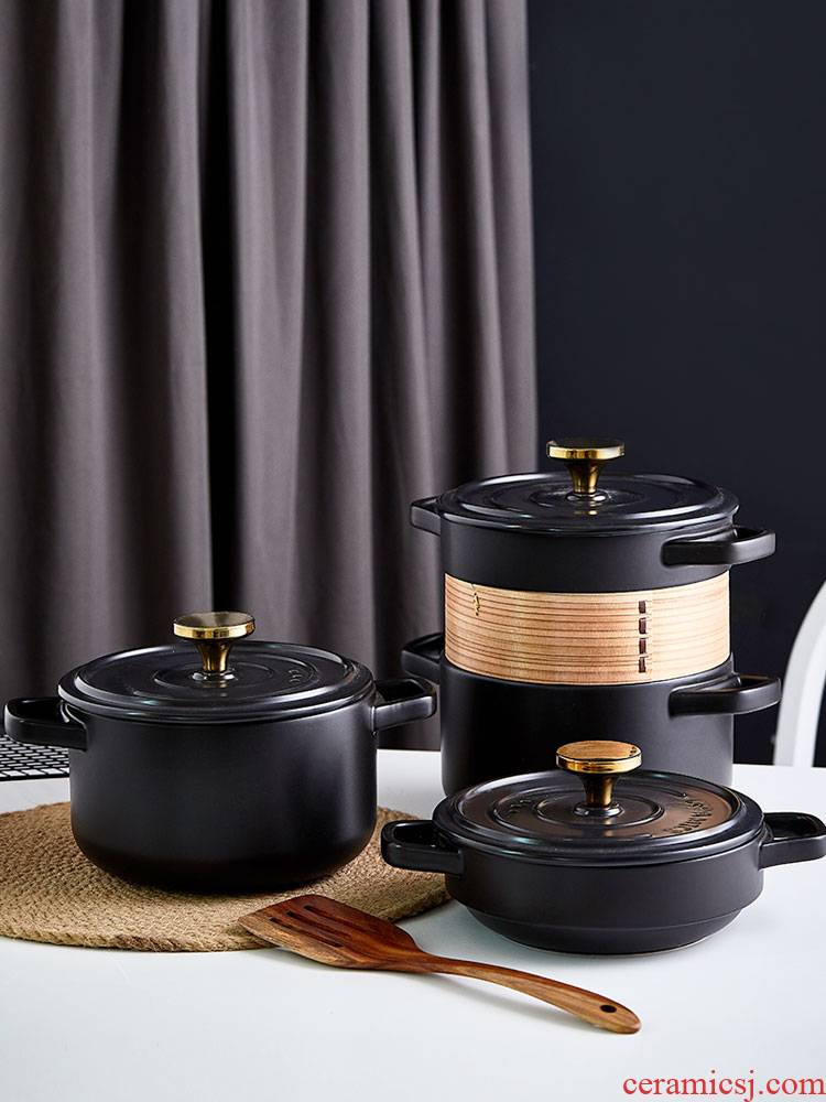 Mystery of Chinese bamboo steamer casserole soup household gas small ceramic casserole soup rice flame casserole folding pot