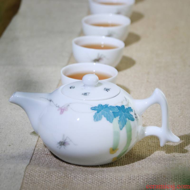 A complete set of new Chinese style of kung fu tea set glaze color hand - made six cups of the work under the domestic tea gifts