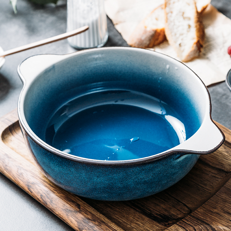 Porcelain soul Nordic tableware dishes household ear soup bowl bowl household take the hot food dish bowl of soup bowl