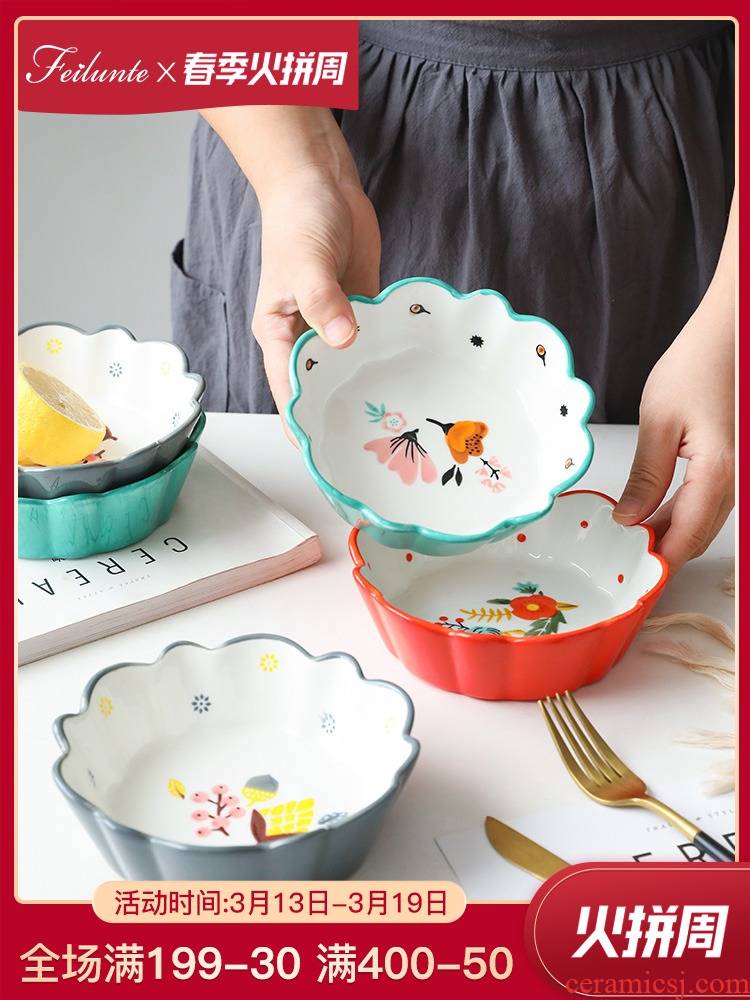 Fiji trent Japanese ceramic creative move dessert fruit salad bowl bowl of a single good job spring use of tableware