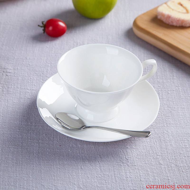 Pure white ipads porcelain of jingdezhen ceramic cup tea coffee set suit European contracted coffee cups and saucers