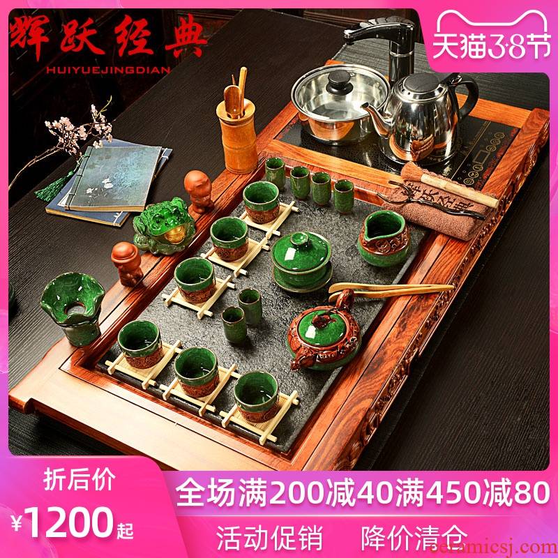 Hui make spend pear wood tea tray was violet arenaceous kung fu tea set induction cooker sharply stone tea saucer