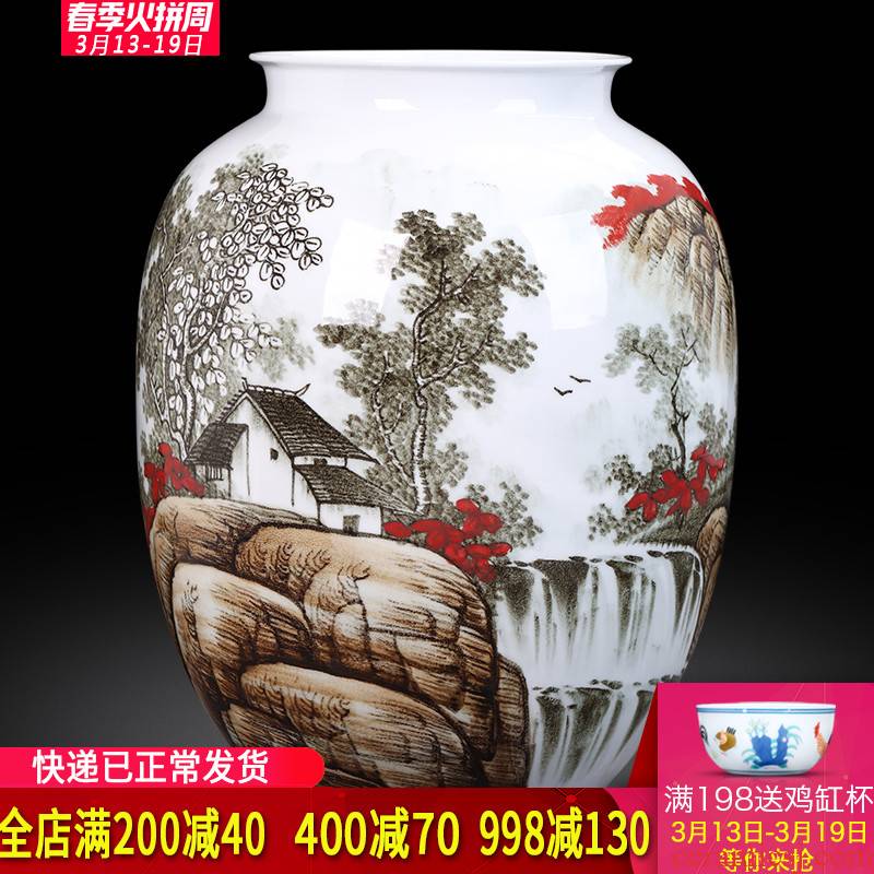Jingdezhen ceramics landscape hand - made vases, flower arranging new Chinese style household act the role ofing is tasted, the sitting room porch decoration furnishing articles