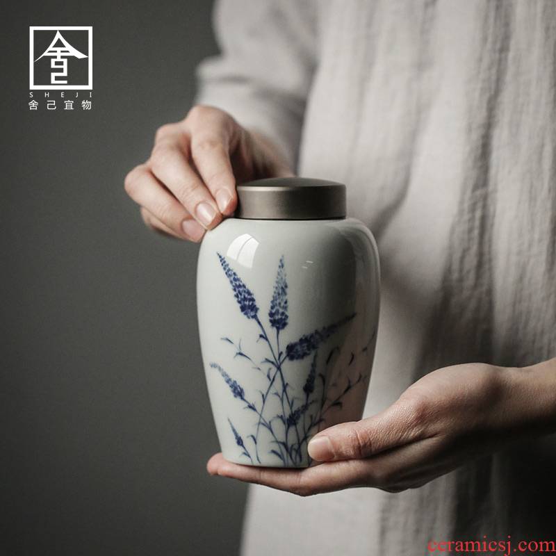 Tin lid caddy fixings seal pot home medium ceramic POTS restoring ancient ways ceramic Tin, Japanese tea tea storage tanks