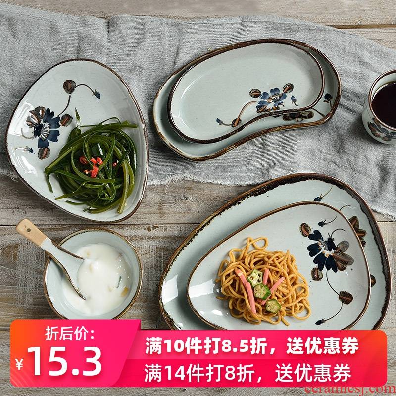 Three ceramic snacks Japanese hotel restaurant abnormity dish of sauce dish creative dish of irregular dessert plate fruit bowl