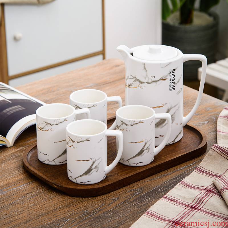 Nordic light water suit ceramics home sitting room high - end European - style key-2 luxury glass cup tea set with pallets