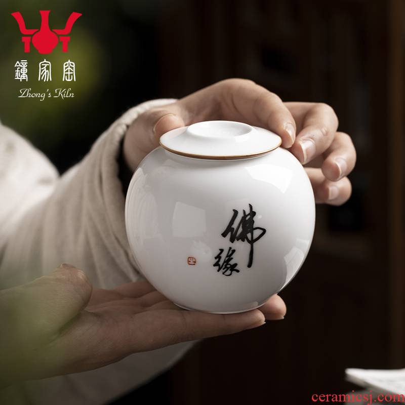 Clock home up caddy fixings ceramic medium storage POTS jingdezhen porcelain tea tea storage tanks seal tank is portable