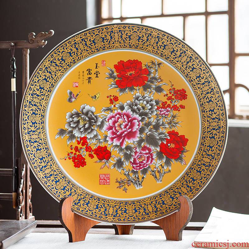 Jingdezhen ceramics furnishing articles household decorations hanging dish sitting room ark, large Chinese arts and crafts decorative plate