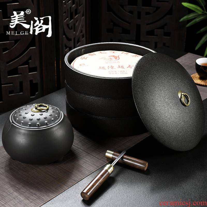 The cabinet household caddy fixings tea caddy fixings boxes of pu 'er tea cake as cans ceramic seal pot store tea POTS and POTS