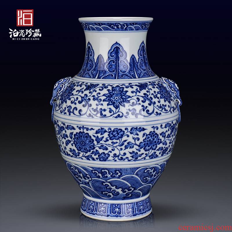Jingdezhen ceramics archaize sitting room porch bedroom TV cabinet table of blue and white porcelain vase decoration furnishing articles