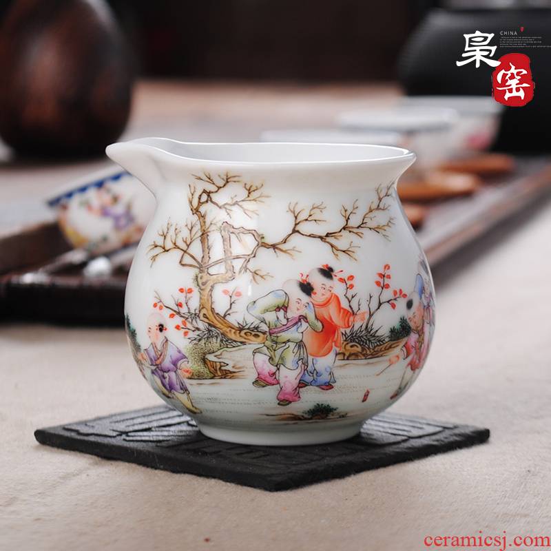 Jingdezhen hand - made famille rose porcelain fair keller kung fu tea tea set points is pure manual tea cup GongDaoBei