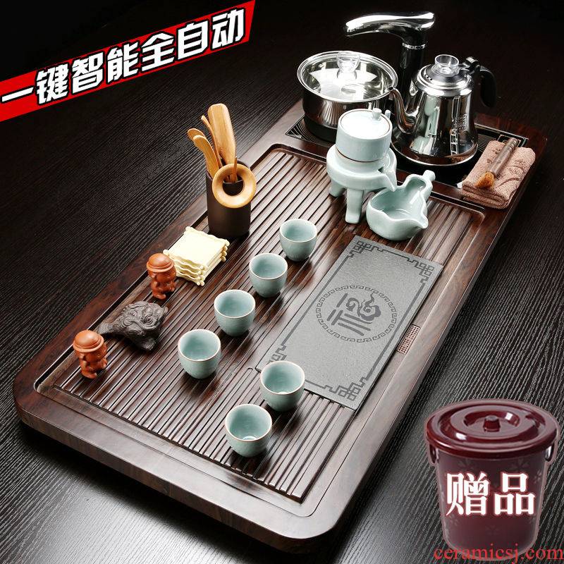 Tea set home a complete set of automatic solid wood kung fu Tea tray was purple sand Tea Tea cups glass cup
