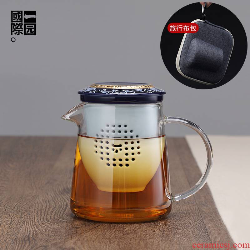 A garden international, heat - resistant glass teapot ceramic filter cup teapot travel suit portable is suing tea sets