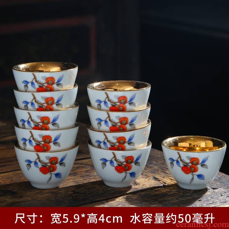Silver colored enamel master cup 999 sterling Silver single CPU ceramic cups restoring ancient ways is tasted Silver gilding Silver sample tea cup kung fu tea set