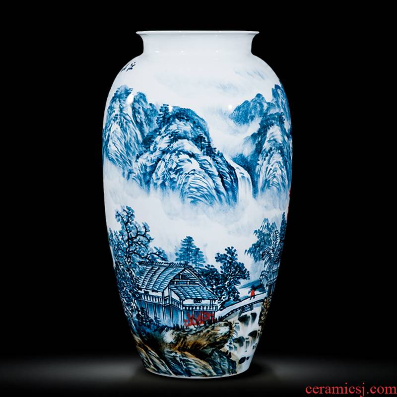 Jingdezhen ceramics celebrity hand - made the master of landscape painting large vases, home sitting room office hotel furnishing articles
