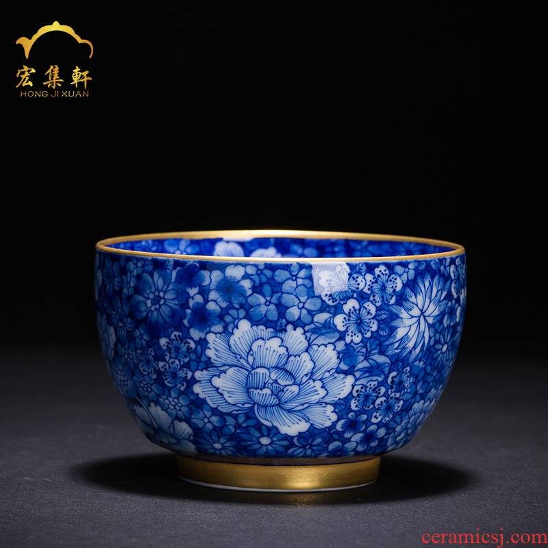 Ceramic cups master cup single CPU noggin see colour cup of jingdezhen blue and white porcelain bowl with pure manual kung fu tea