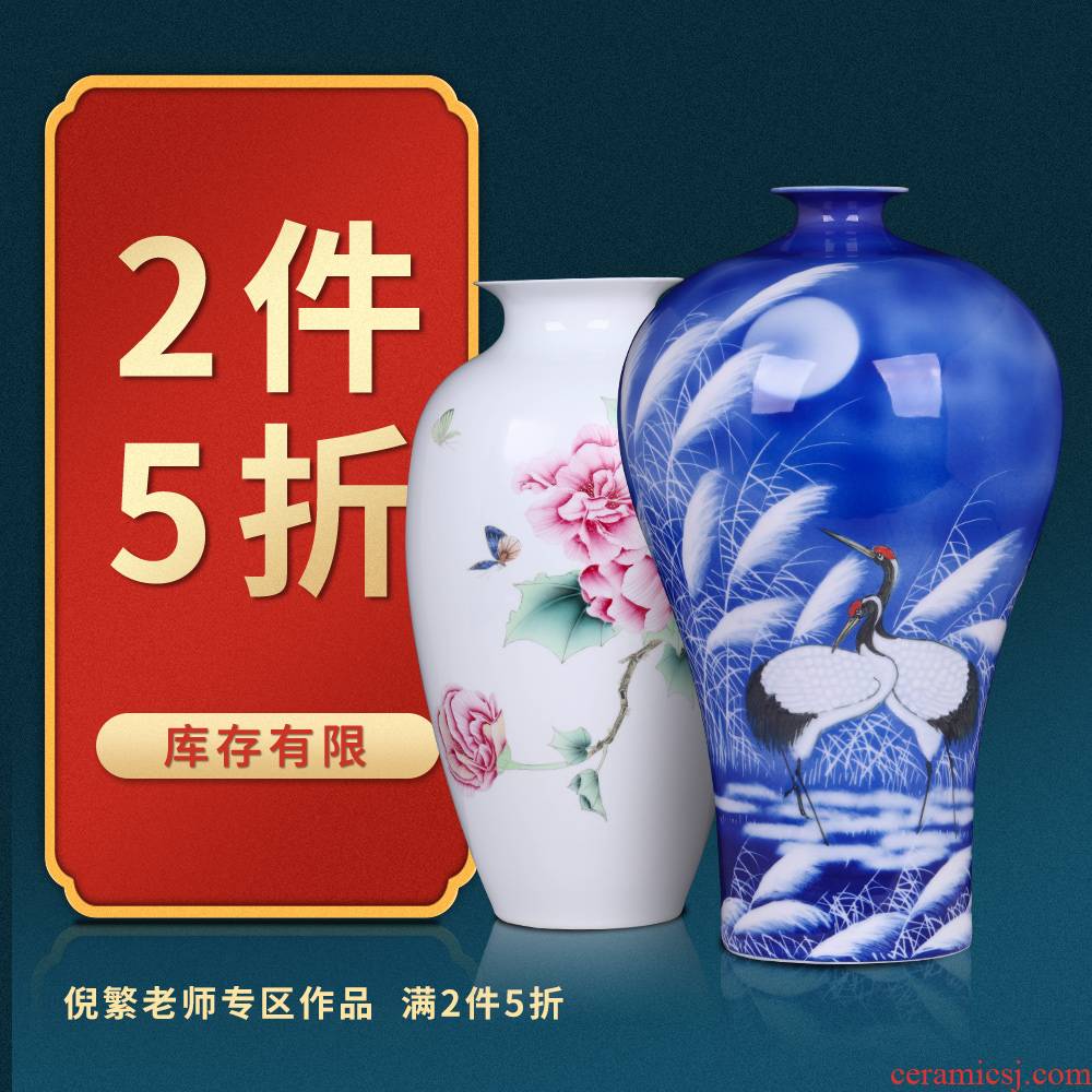 2 pieces of 5 fold down the jingdezhen famous ni numerous head of hand - made ceramic vases, flower arranging furnishing articles sitting room adornment